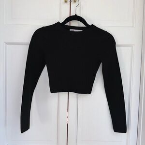 Zara Black Cropped Knit Sweater